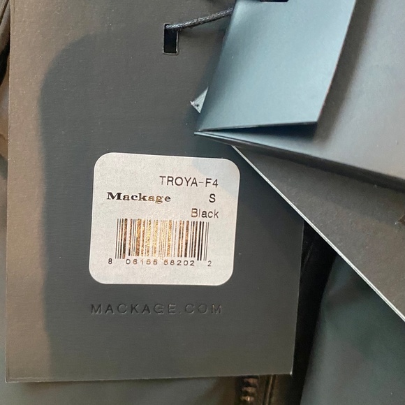 Mackage black down coat, leather trim, S (Troya) - Picture 2 of 6